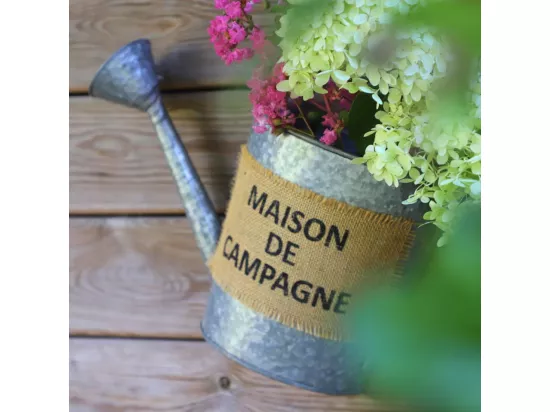 Jardinière extérieure murale porte plante arrosoir zinc gris 50cm