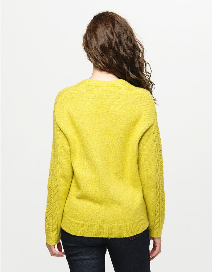 Gilet grosse maille anis