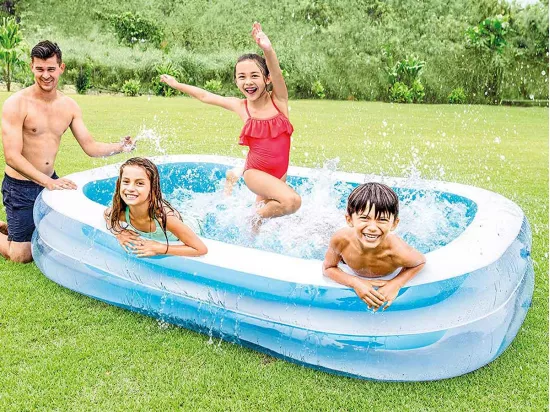 Piscine Rectangulaire 2 Anneaux 262x175x56cm 2 Chambre A Air. Intex