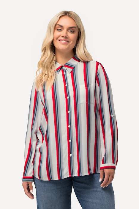 Hemdbluse, Streifen, Hemdkragen, Langarm