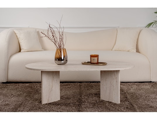 CONCEPT1 - Table basse Sable travertin 119 x 60 x h40cm