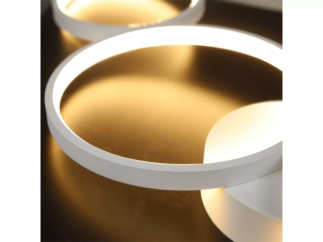 NETTLIFE Plafonnier LED Dimmable 55W Anneau Rond Blanc Moderne avec Télécommande 88cm pour Chambre Salon Bureau Cuisine