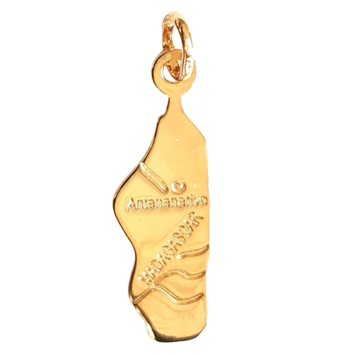 Pendentif carte de l' Ile de Madagascar en plaqué or + chaîne
