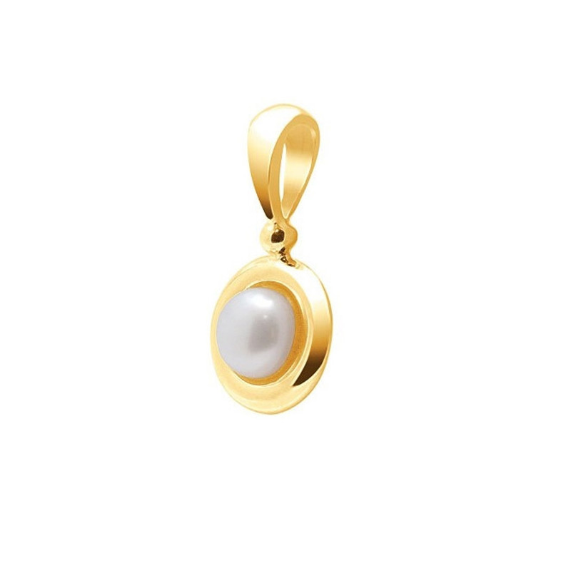 Pendentif Perle de Culture d'eau douce Blanche et Or Jaune 750/1000