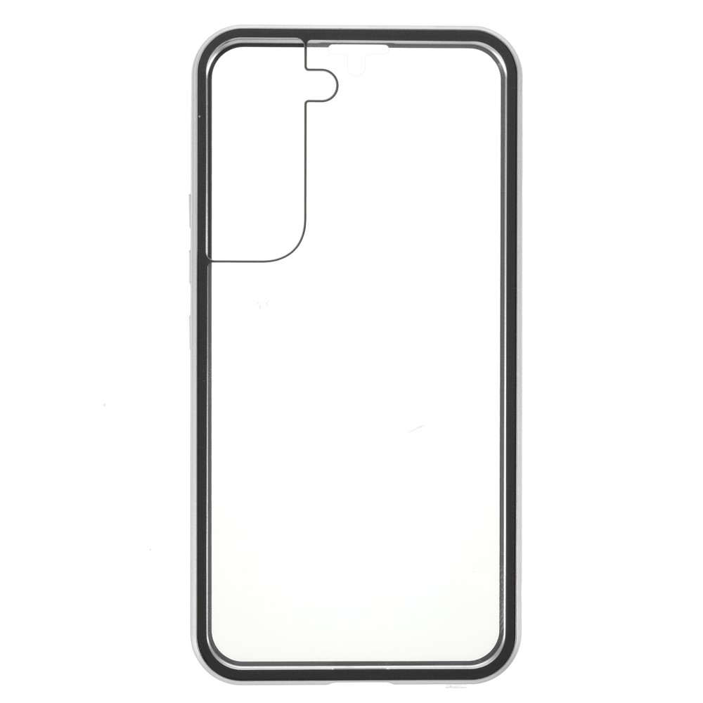 Samsung Galaxy S22 5G Magnetische Alu Schutzhülle mit Panzer Glas Backcover   Displayschutz (Magnet-Technologie) - Silber