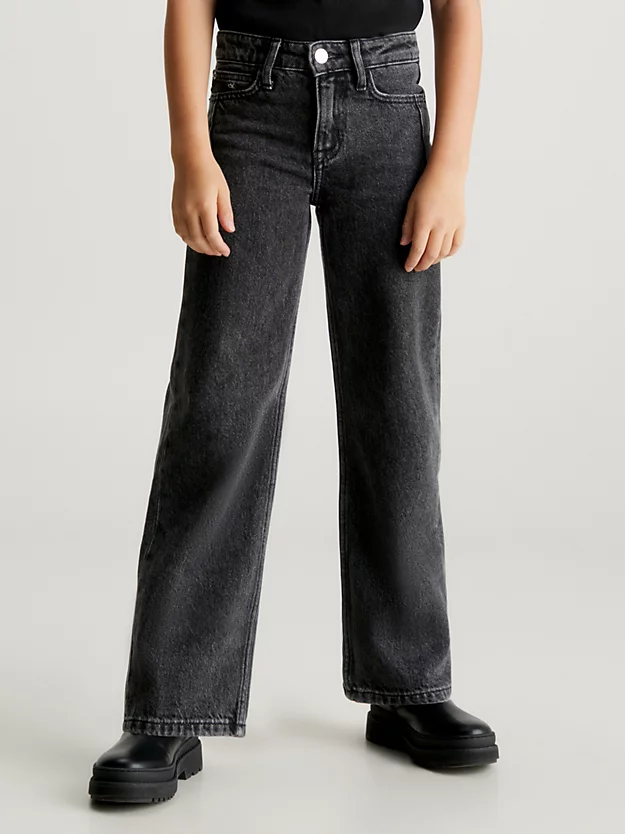 Calça jeans de cintura alta com pernas largas