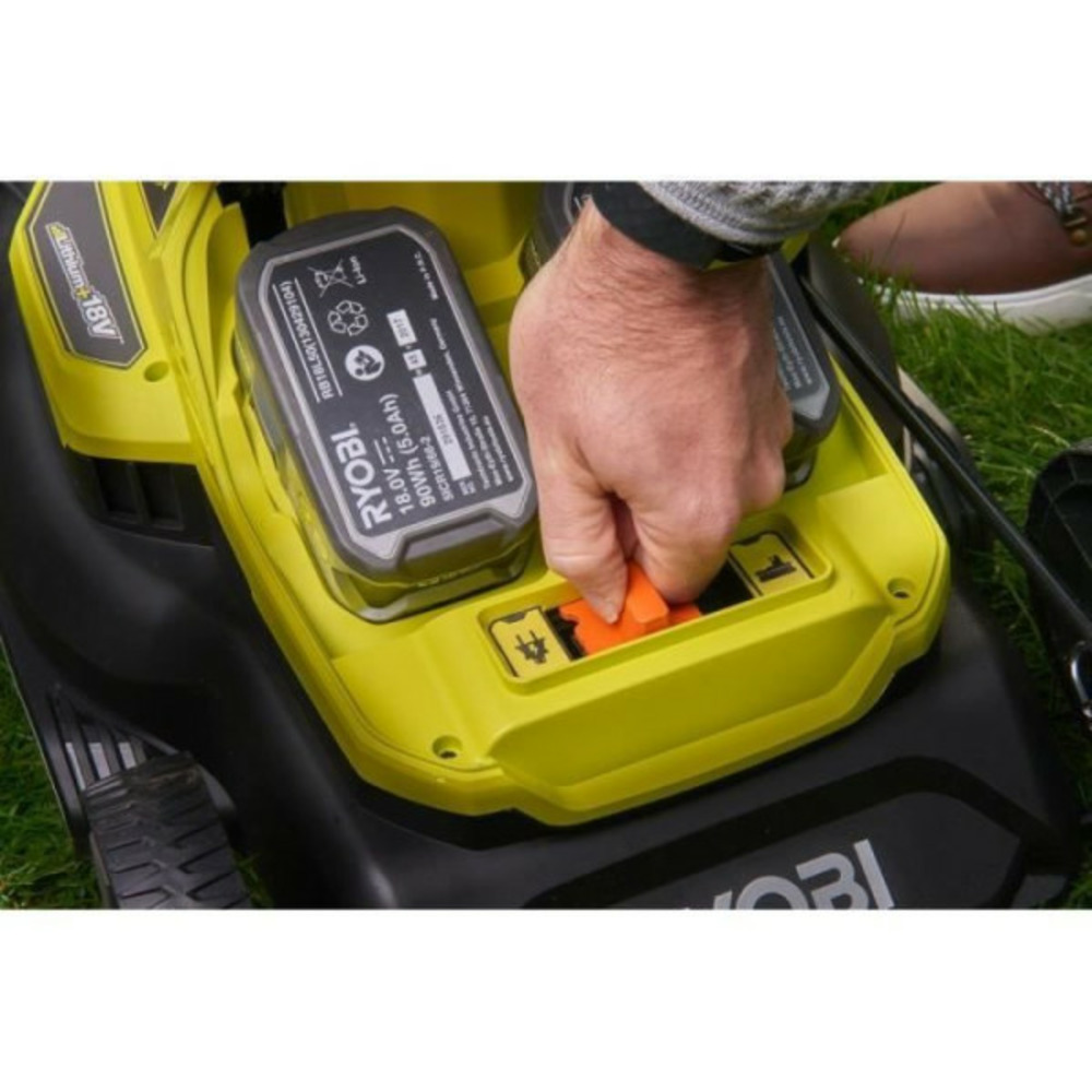 Tondeuse a gazon hybride 36v lithiumplus coupe 37cm - 2 batteries 5,0 ah - 1 chargeur rapide ry18lmh37a-250