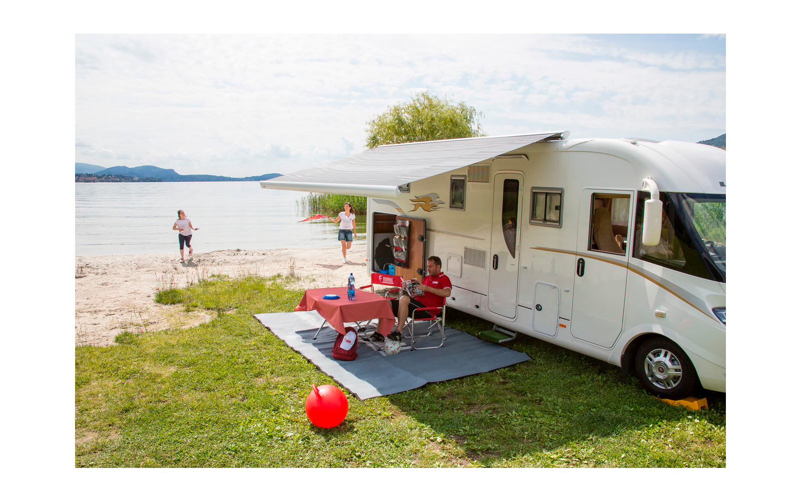 Fiamma F65eagle Ducato 319 Markise Gehäusefarbe Polar White Tuchfarbe Royal Grey 320 cm