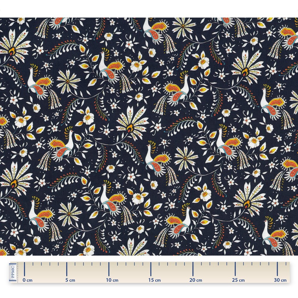 Coupon Tissu 50 Cm Oiseaux-Lyre