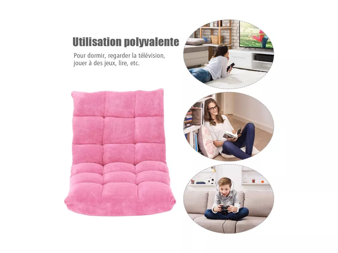 Canapé Paresseux Tatami Pliable Chaise de Plancher Coussin de Chaise de Lit Siège de Sol pour Maison, Bureau 105x56x15 CM