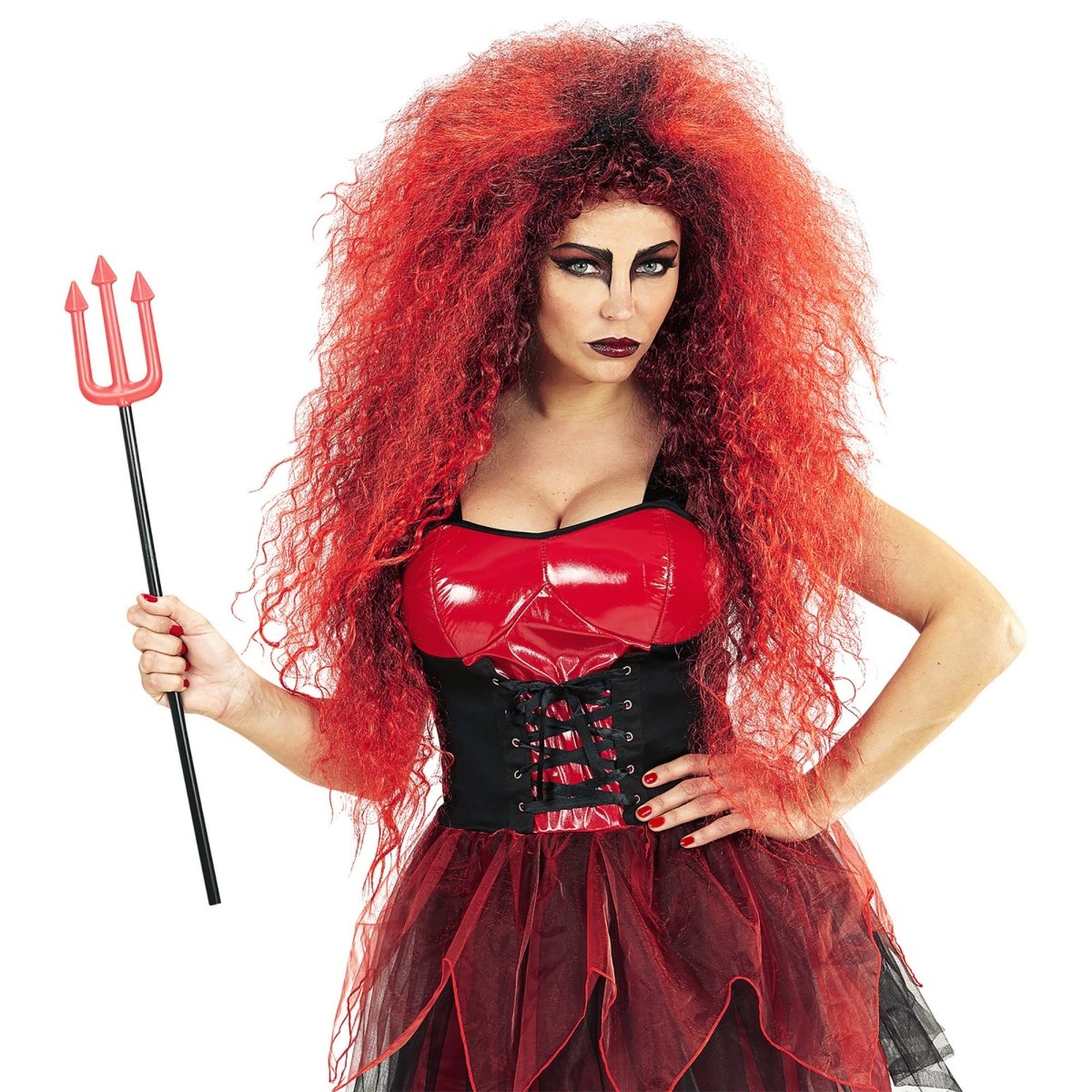 Halloween Pruik Rood Wilde Duivel