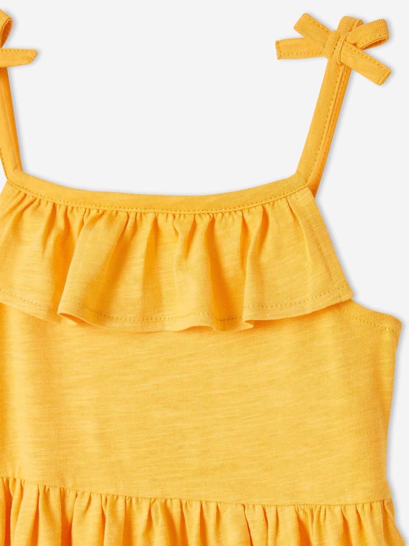 Conjunto com 2 vestidos de alças, 1 estampado + 1 liso, para meninas, azul médio, bicolor/multicolorido.