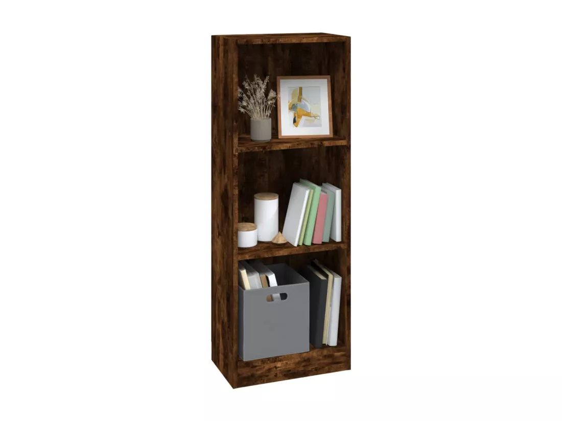 Bibliothèque 3 niveaux Chêne fumé 40x24x109cm Bois d'ingénierie