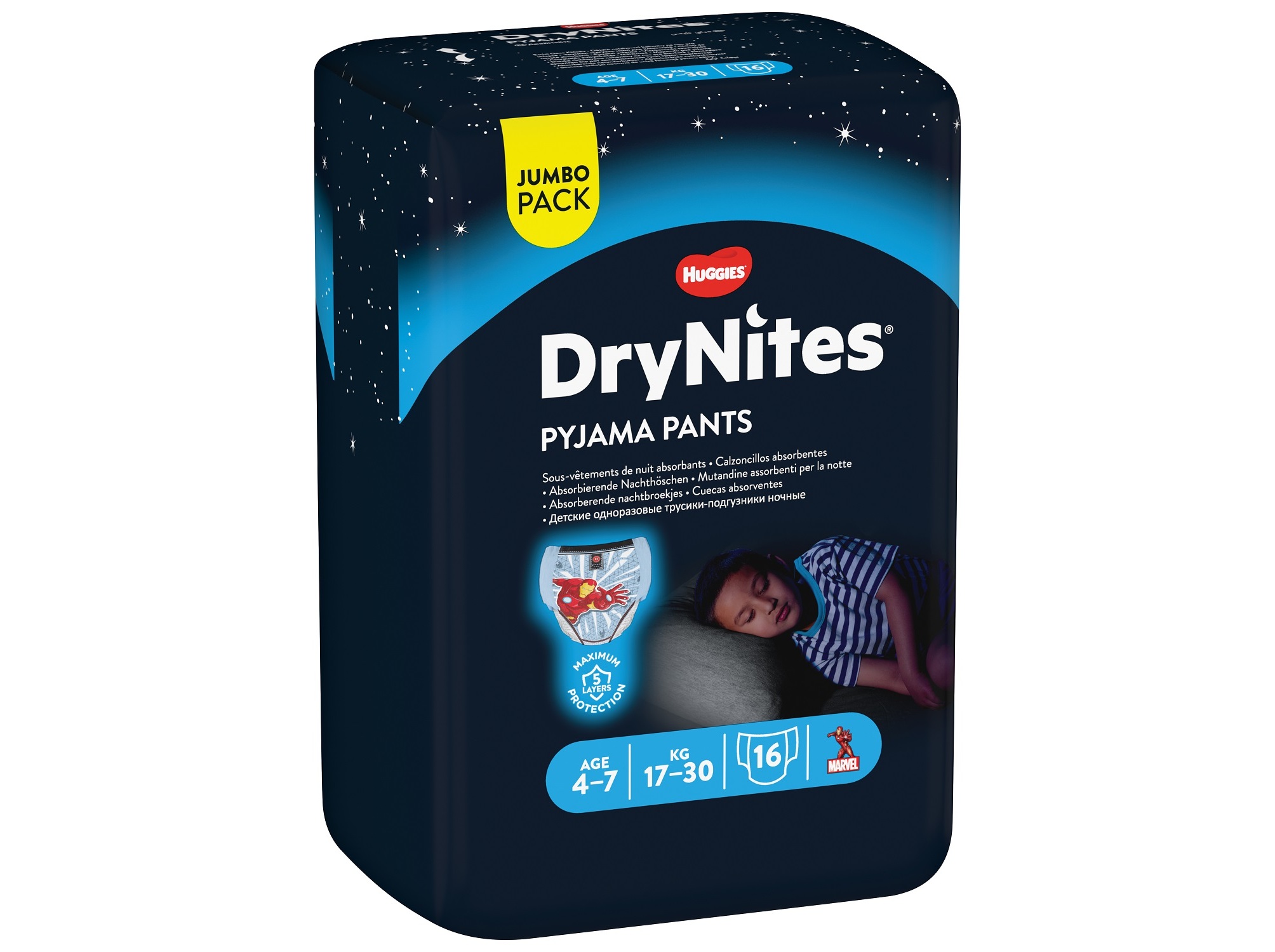 FRALDA CUECA HUGGIES DRYNITES MENINO 17KG A 30KG 16UN