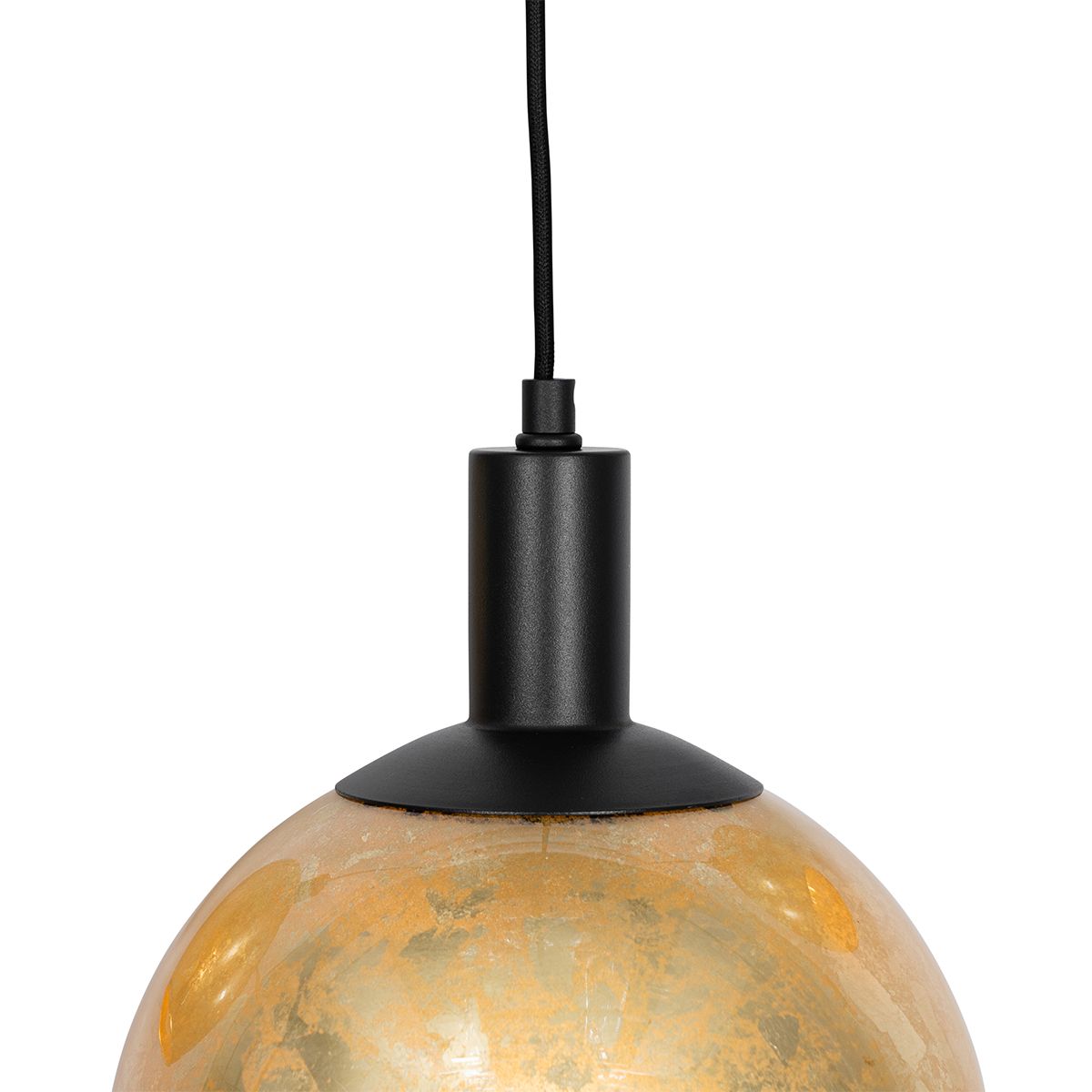 Smart hanglamp zwart met goud glas 7-lichts incl. 7 Wifi A60 - Bert