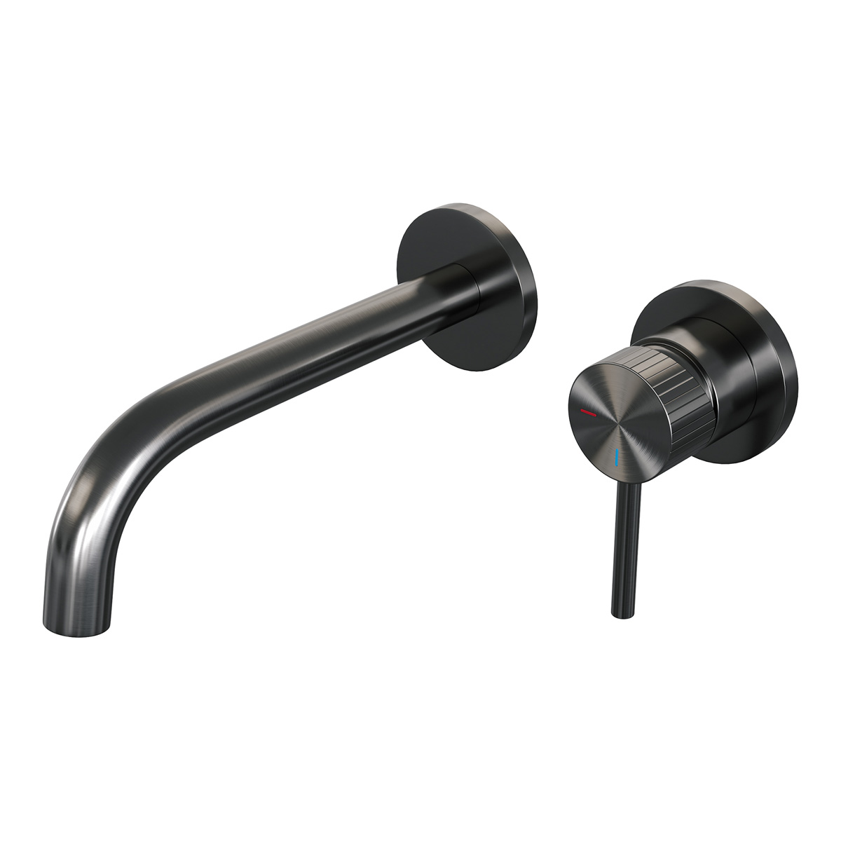 Brauer Stripe inbouw wastafelkraan ColdStart met gebogen uitloop en rozetten model A1 gunmetal geborsteld PVD