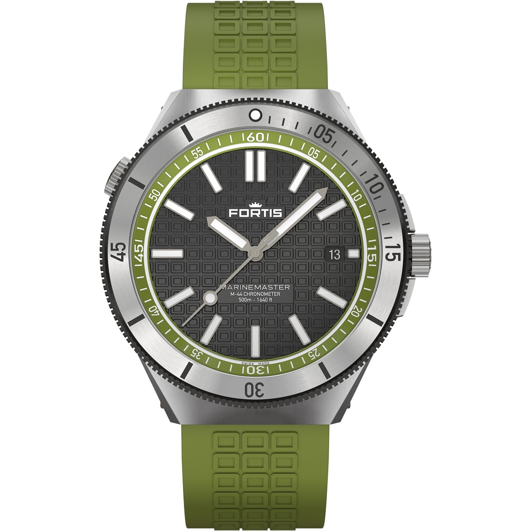Fortis Marinemaster M-44 Chronometer Woodpecker Green Horizon Strap