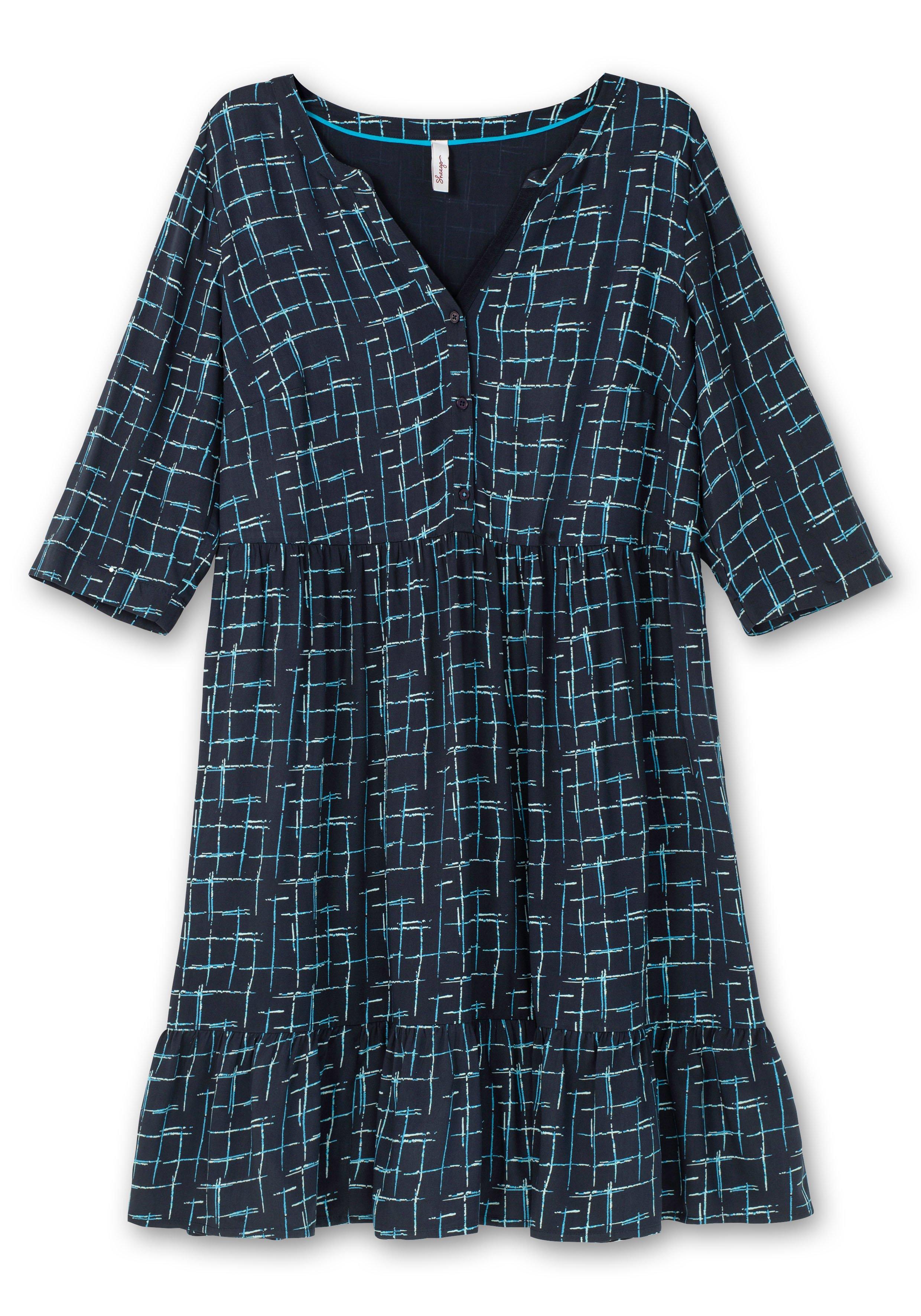 Kleid mit 3/4-Arm und grafischem Alloverprint