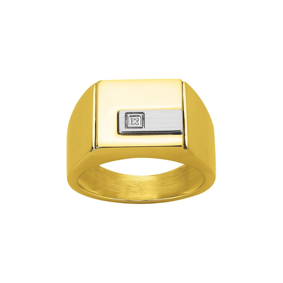Chevalière Christiano en PVD avec diamant blanc