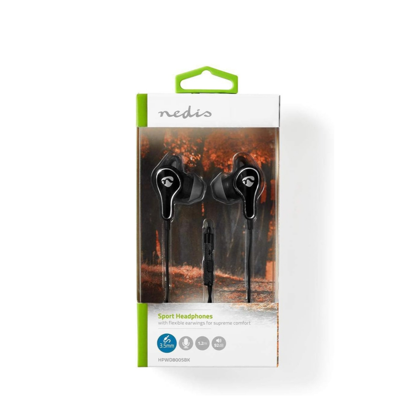 (1.2m) Nedis - In-Ear Kopfhörer mit 3.5 mm Klinken Anschluss mit Mikrofon (HPWD8005BK) - Schwarz