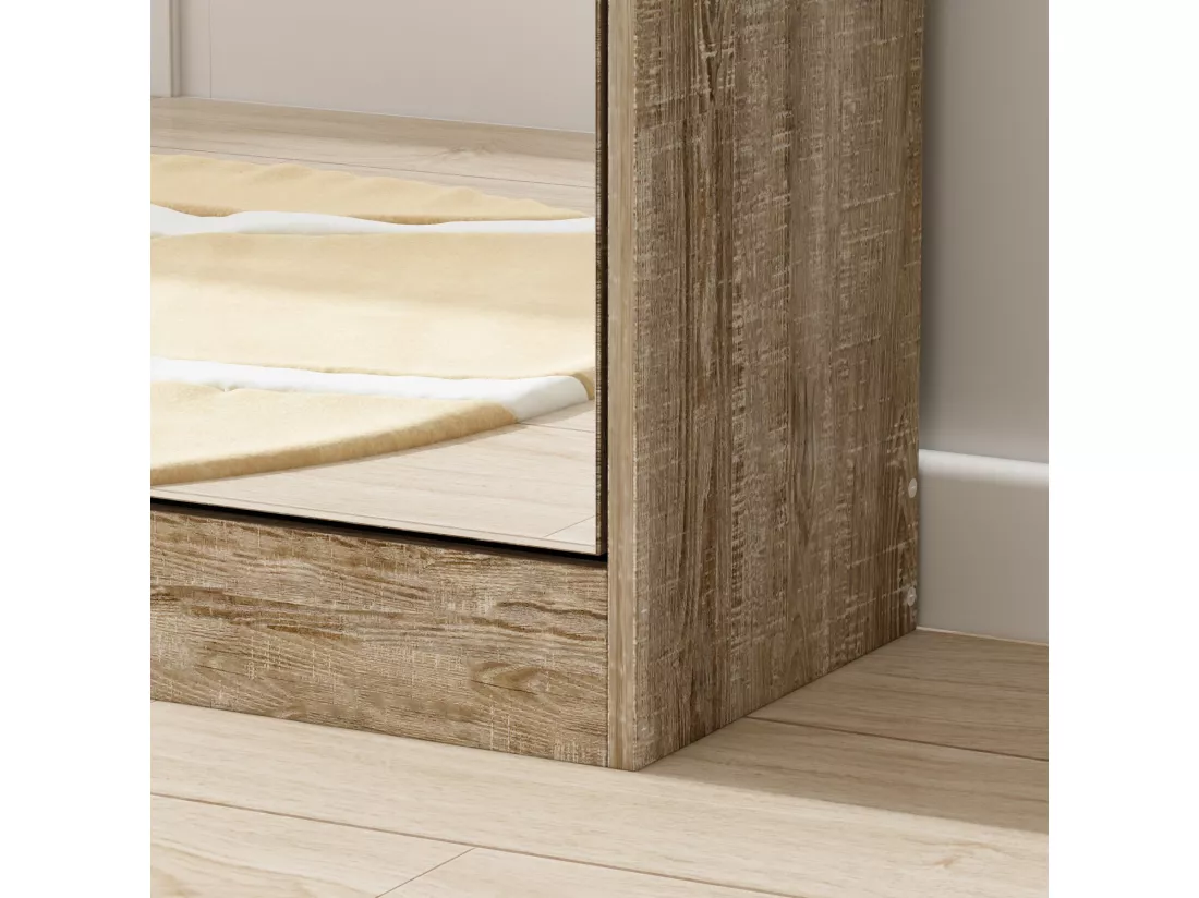 Meuble à chaussures miroir avec 3 abattants 5 niveaux 12 paires 107.5x54x24cm Bois