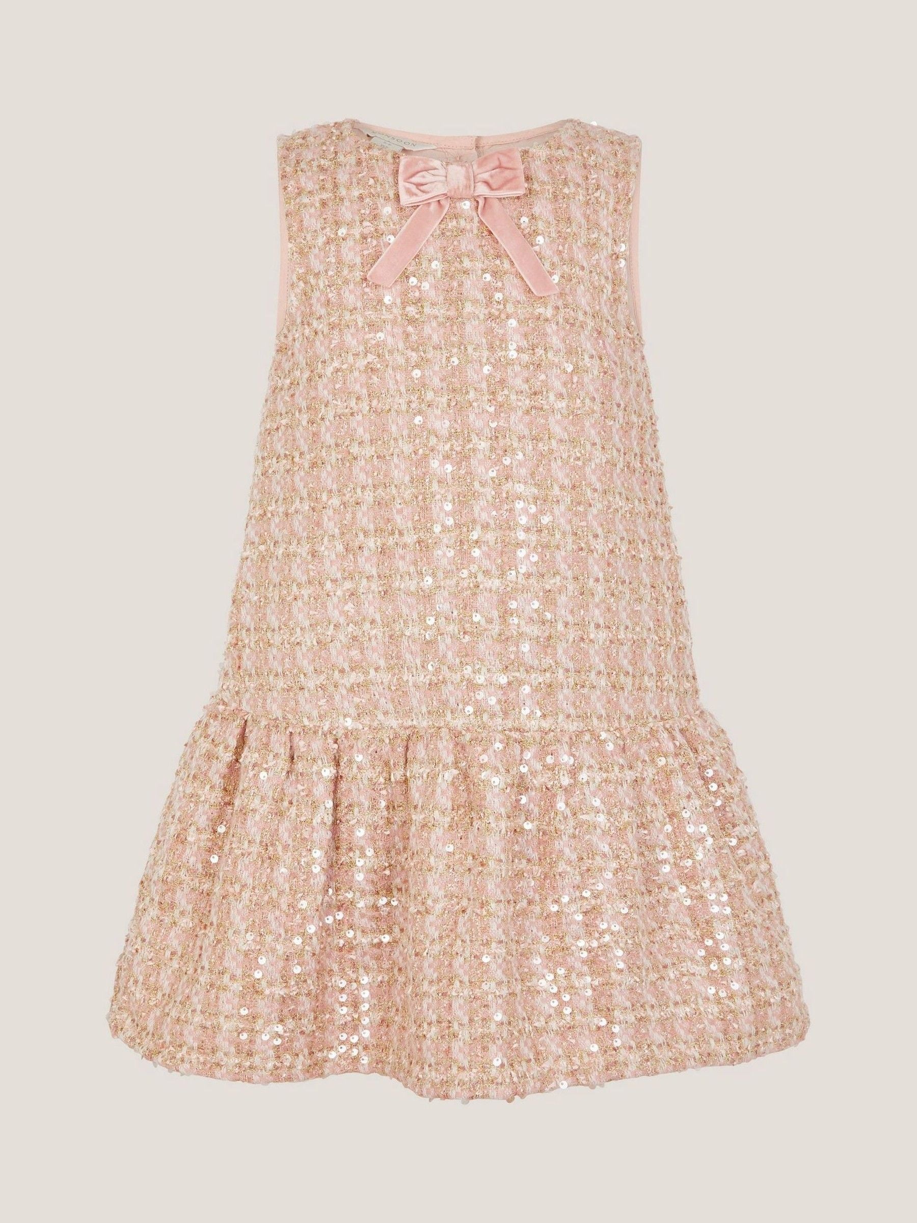 Monsoon Tweed Bow Sleeveless Pinafore Dress