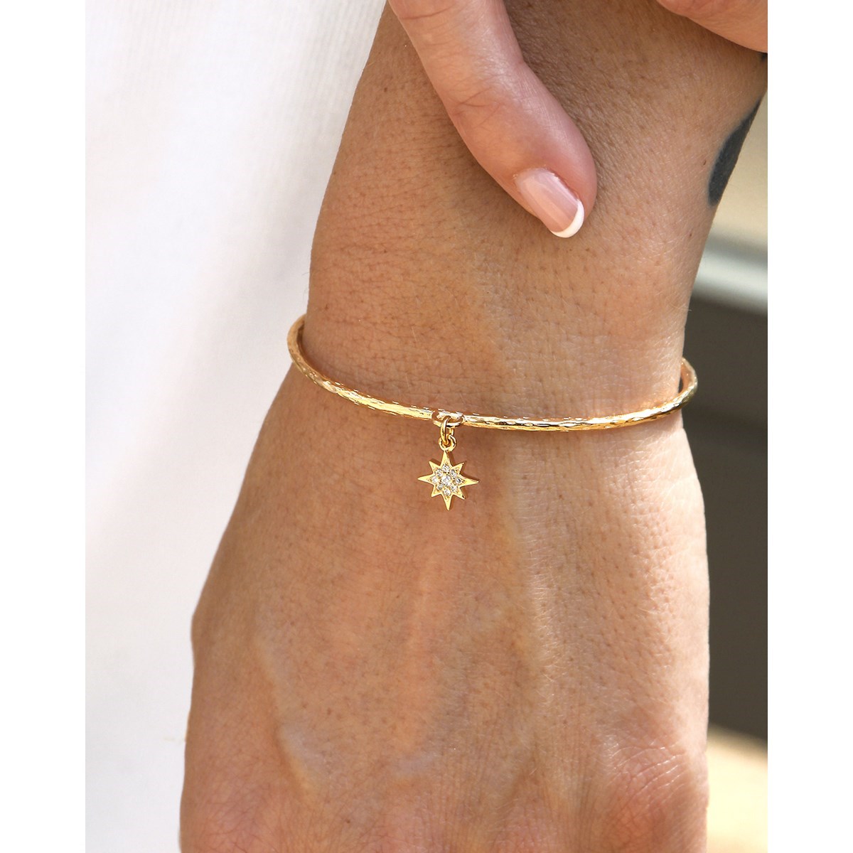 Jonc charm coeur doré à l'or fin 24k LILY