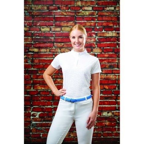 Camisa de manga curta para competição equestre feminina Cortez CDT, branca.