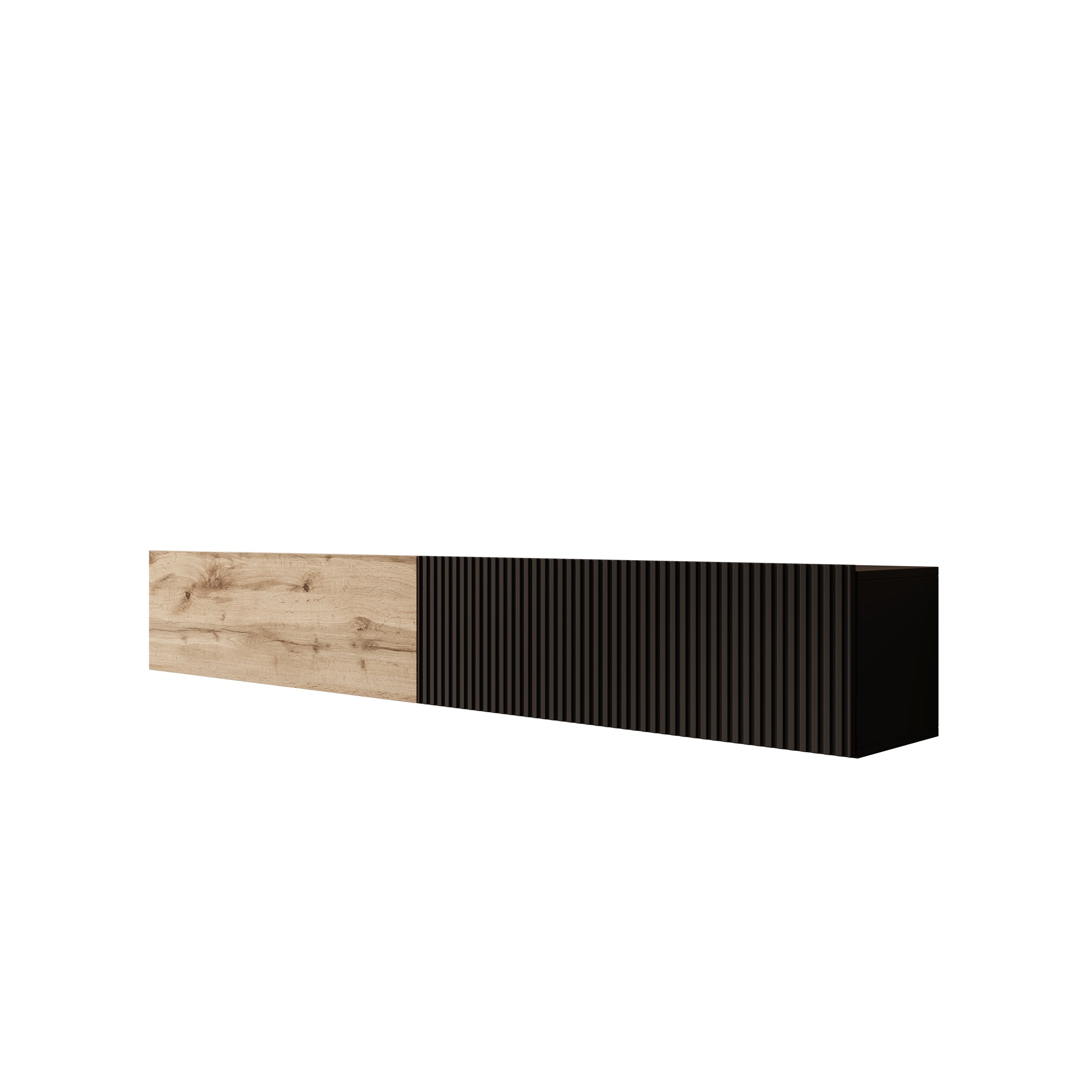 Cruzar - TV-Meubel - Zwart/Eiken - 200x30x31 cm