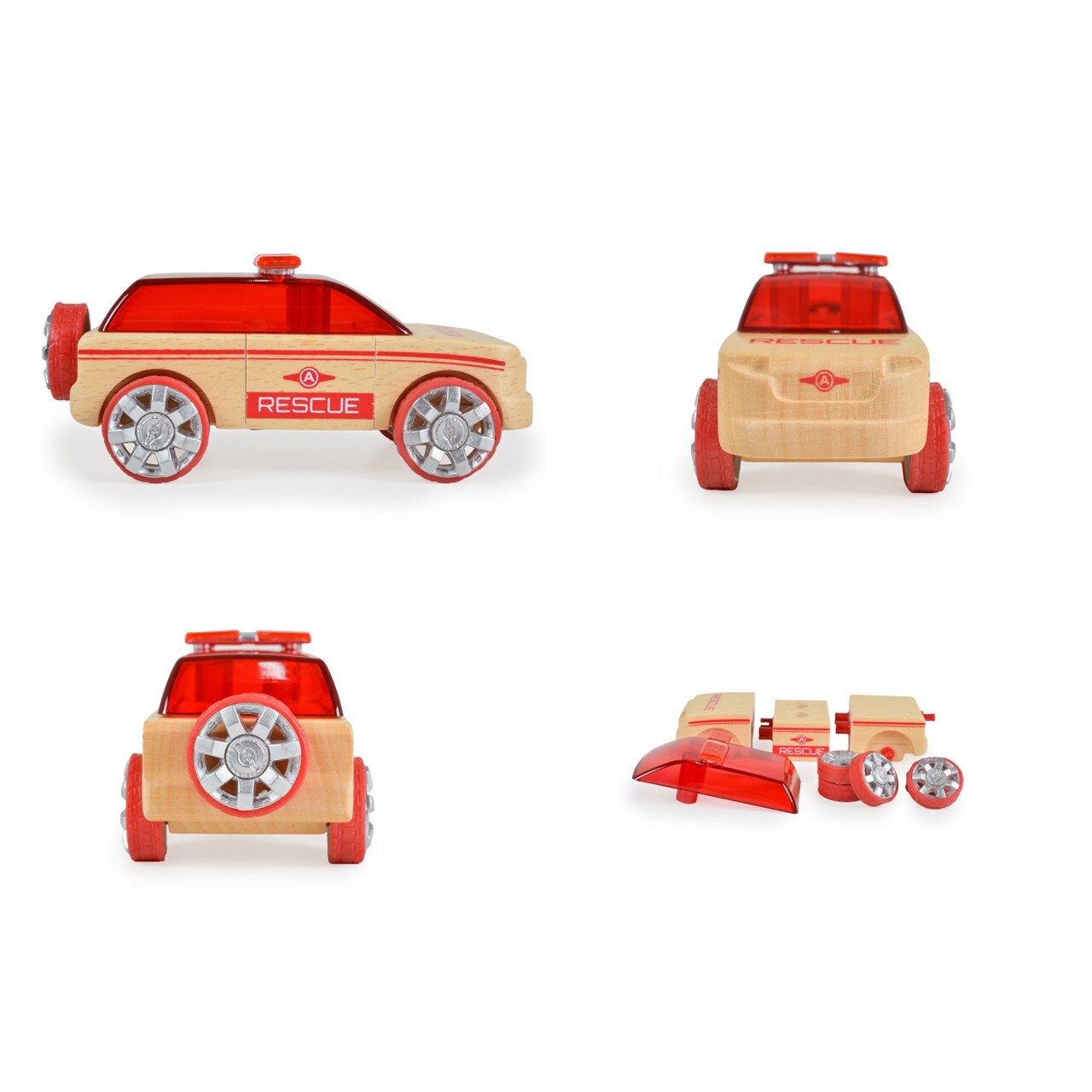 Moni Spielzeug Holzautos Einsatzwagen 3er Set Mini 53106, ab 3 Jahre geeignet bunt