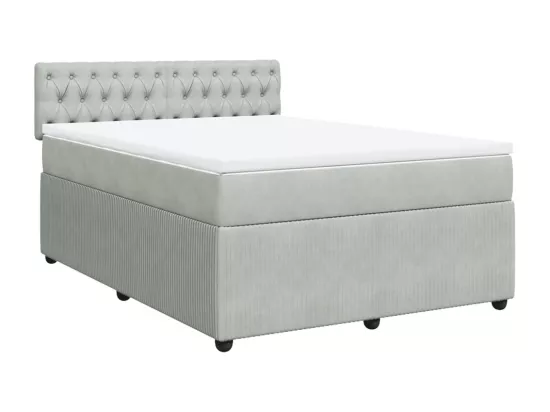 Sommier à lattes de lit et matelas Gris clair 160x200cm Velours
