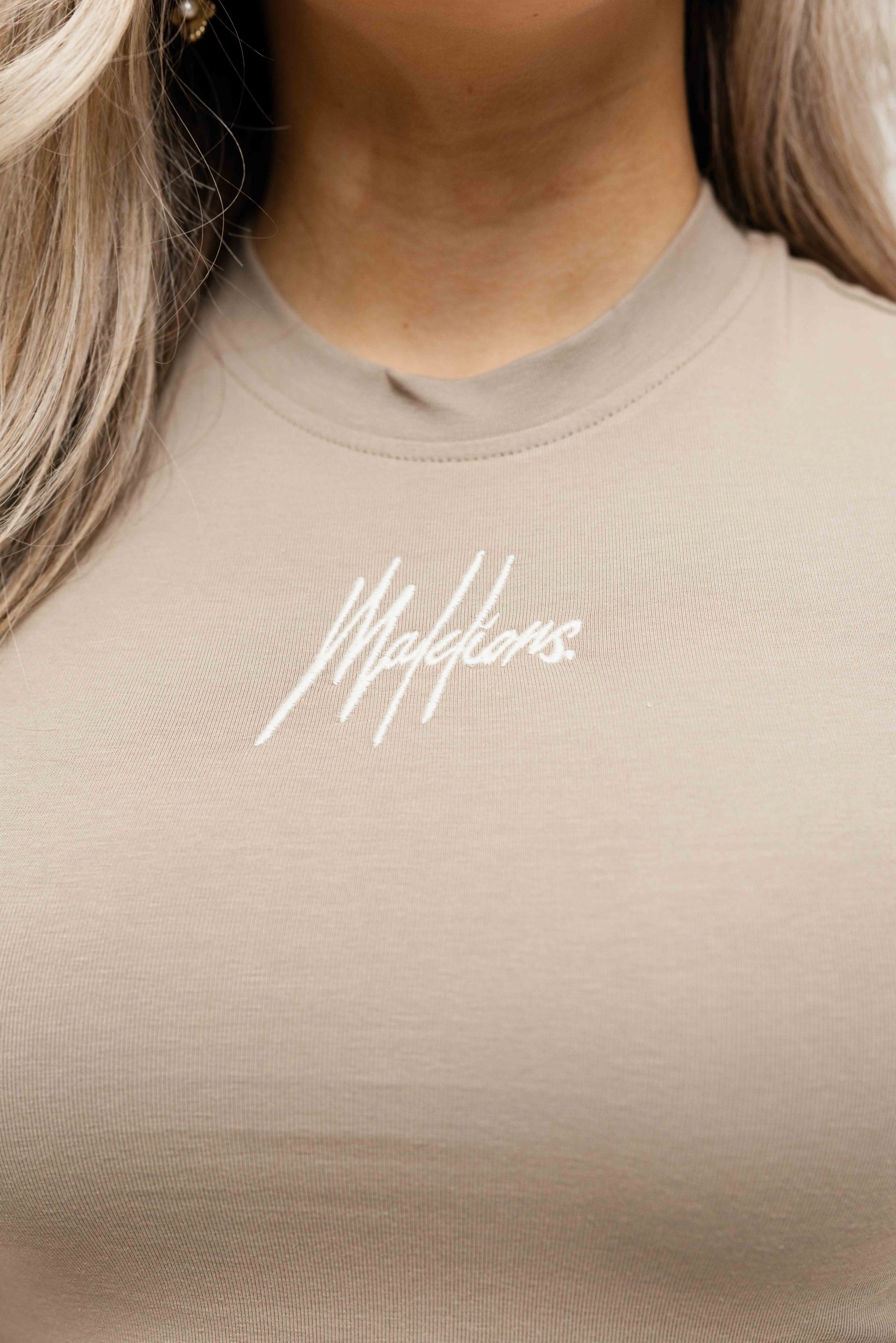 Malelions Signature Crop Top Dames Lichtbruin
