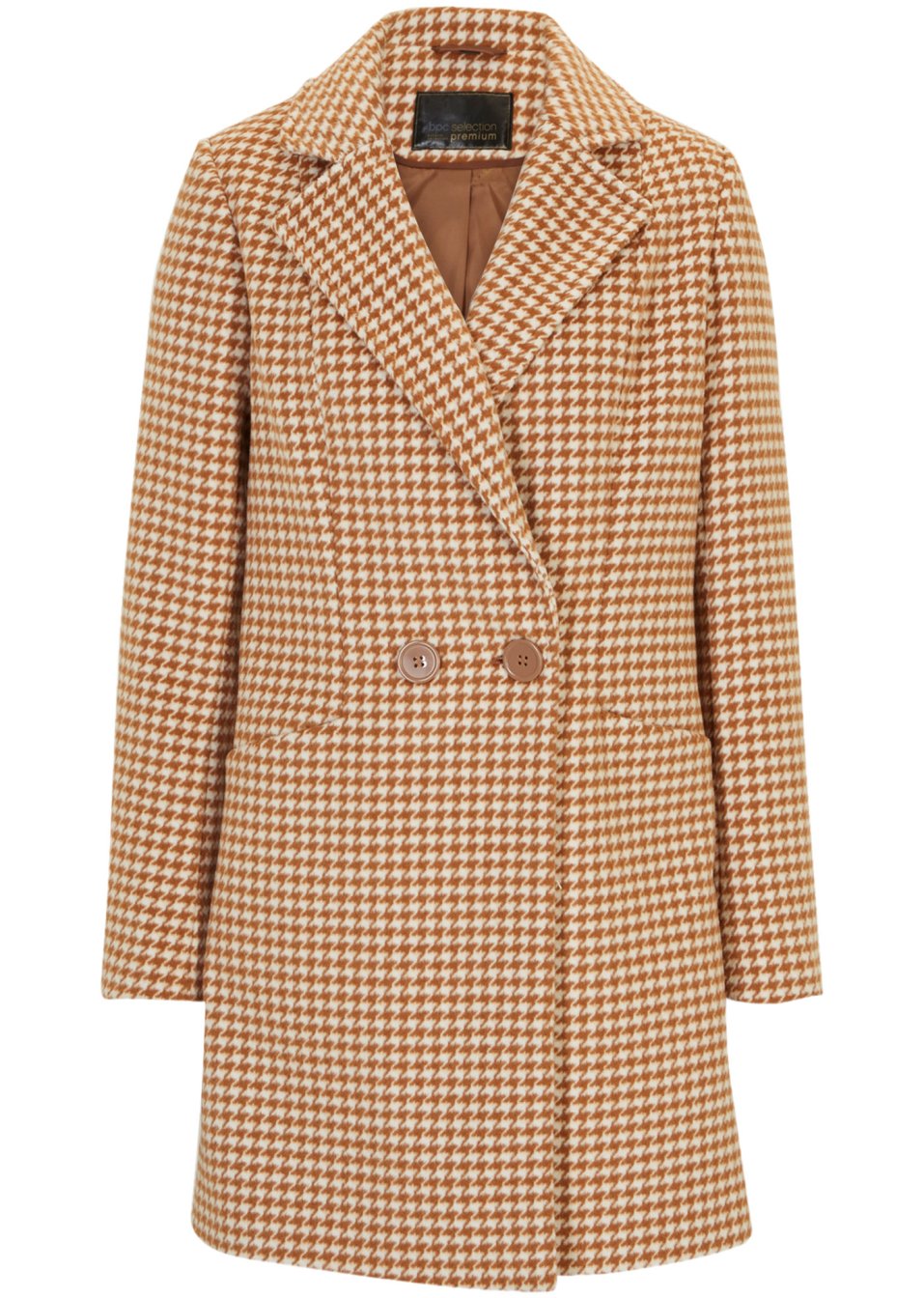 Manteau à motif pied-de-poule avec teneur en laine