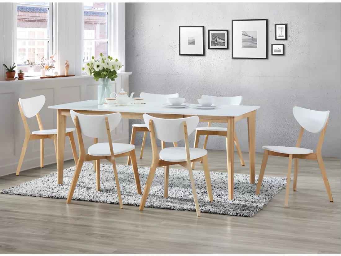 Ensemble table + 6 chaises - CARINE - Blanc