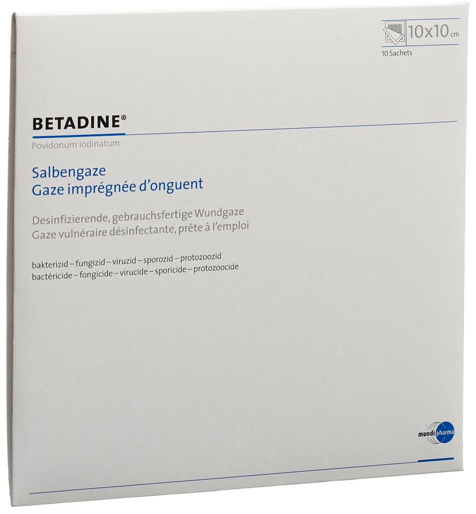 Betadine Salbengaze Gaze 10x10cm 10 Stk