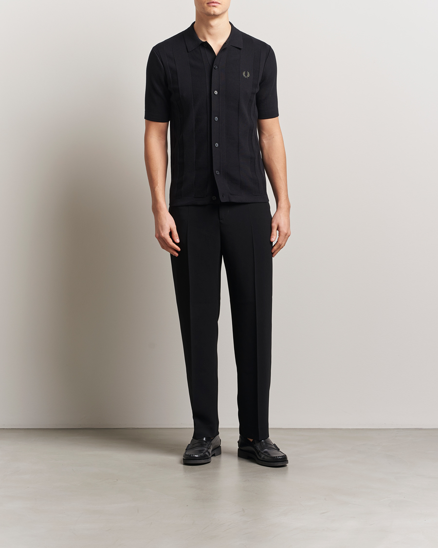 Fred Perry Knitted Short Sleeve Shirt Black