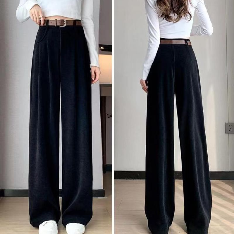 Everose - Hoge taille effen corduroy wijde broek