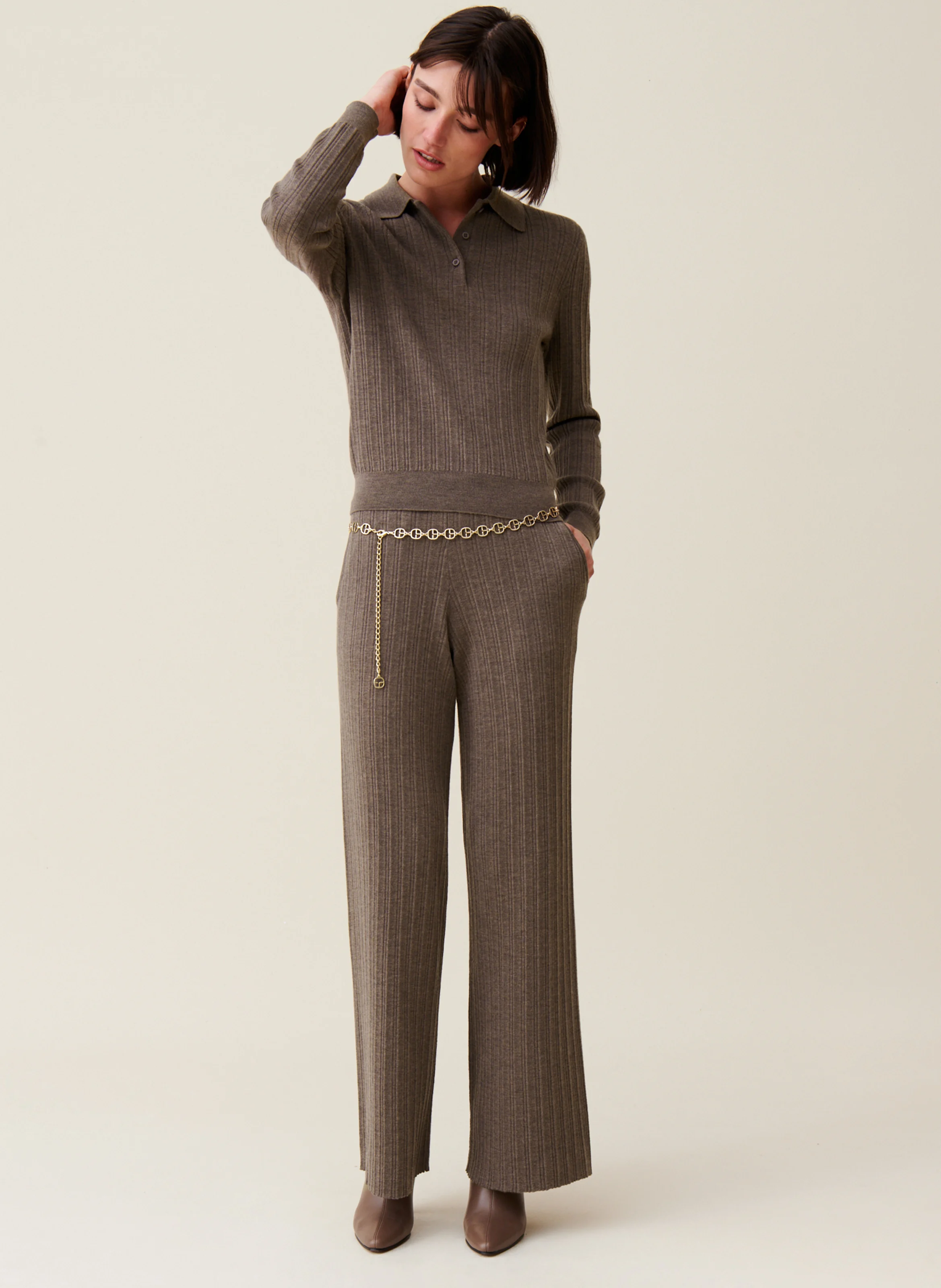 Polo regular-fit en laine | Marron