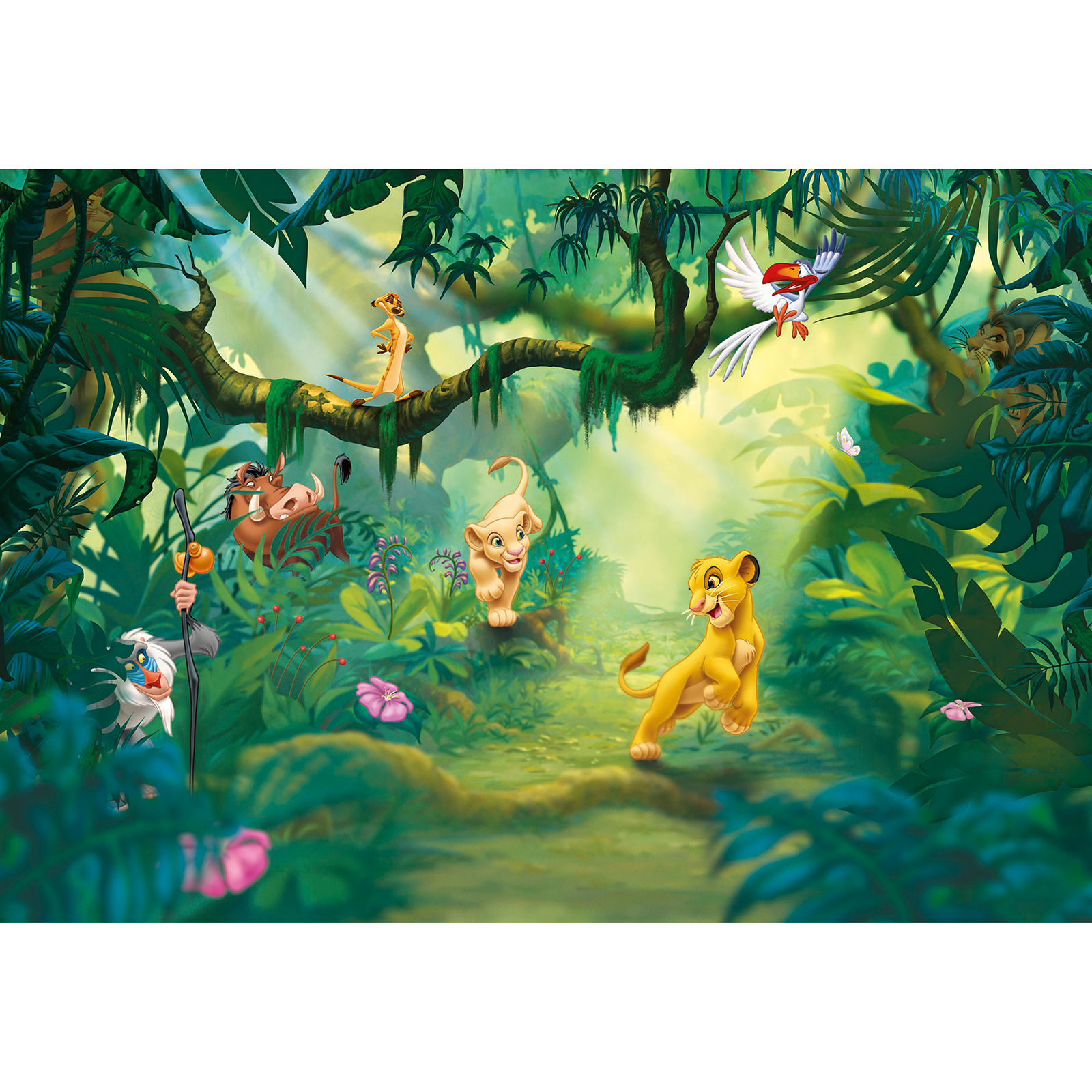 Papier-Fototapete LION KING JUNGLE - grün-braun - 368x254 cm