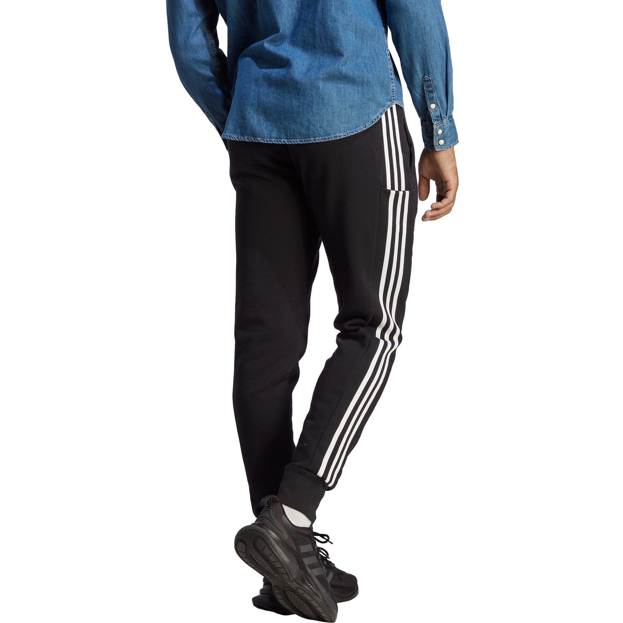adidas Essentials French Terry Tapered Cuff 3-Streifen Jogginghose Herren schwarz