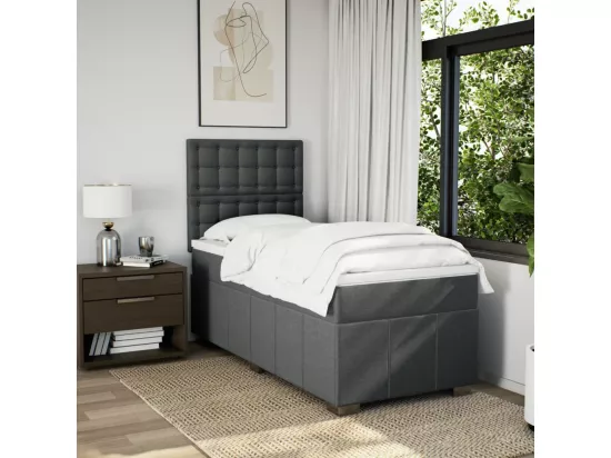 Sommier à lattes de lit et matelas Gris foncé 90x190 cm Tissu
