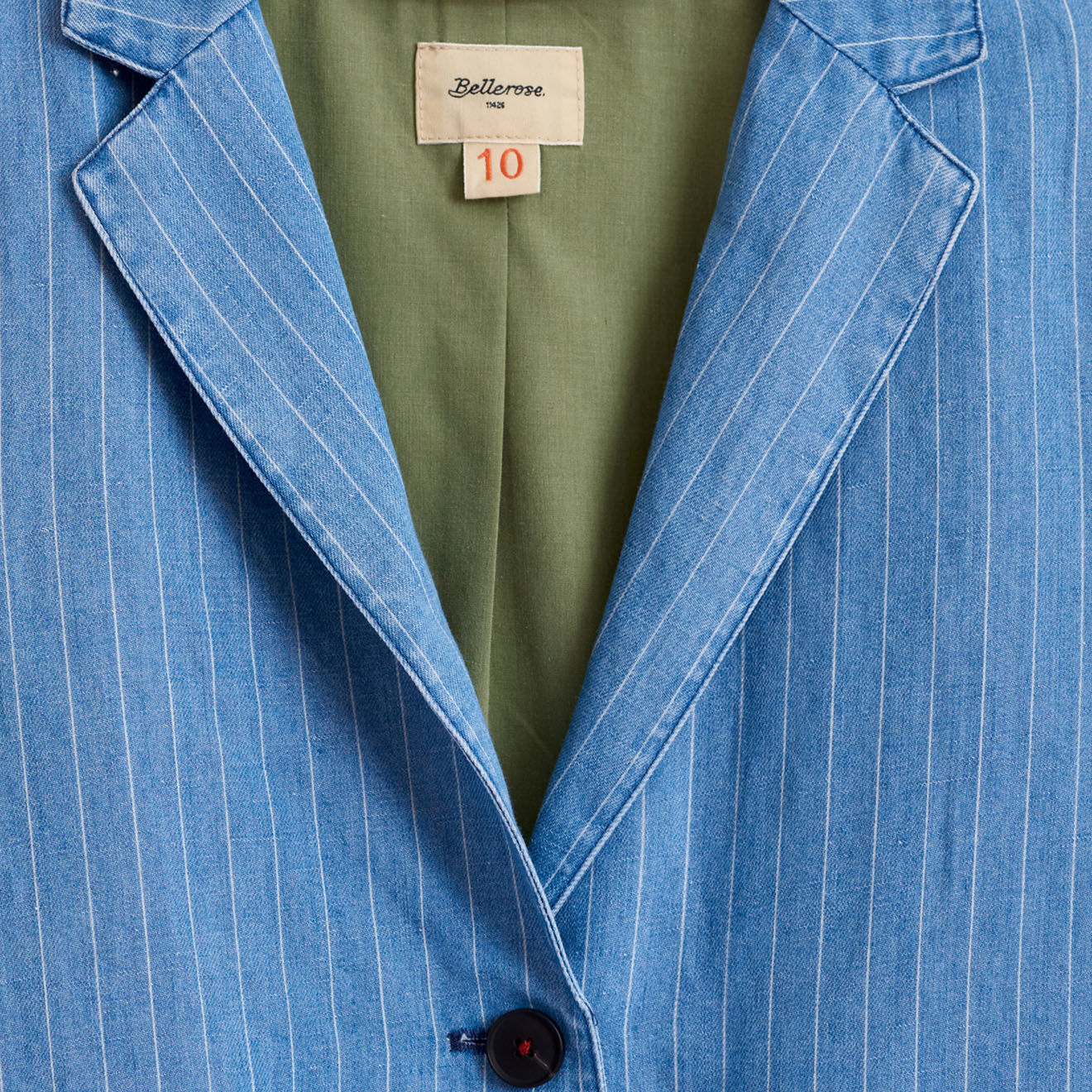 Bellerose Veste blazer Chick en Coton & Lin rayée bleue
