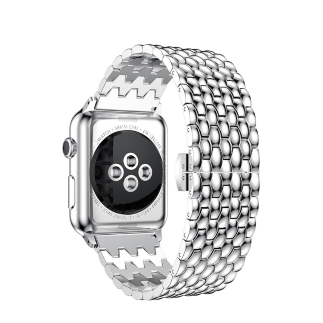 Apple Watch (49/46/45/44 mm) Edelstahl Schmuckarmband im Waben Design - Silber