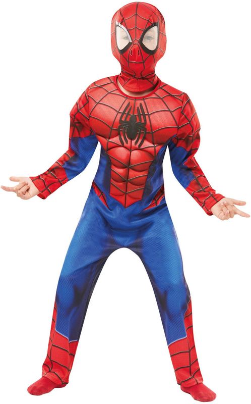 Rubies - Spiderman Kostuum - Spider-Man Deluxe Spinneman Kind Kostuum - Blauw, Rood - Maat 104 - Carnavalskleding - Verkleedkleding