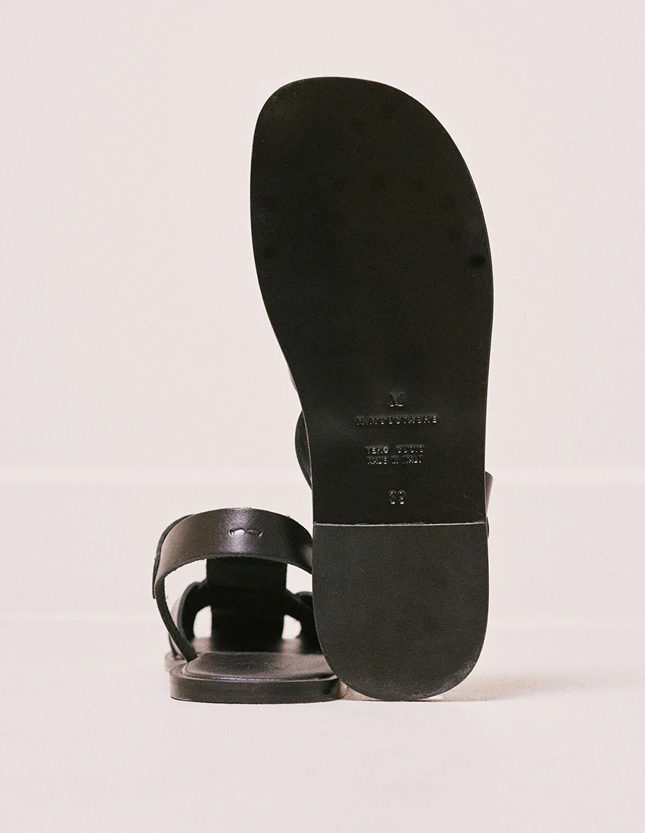 Sandales plates Solange - Cuir noir