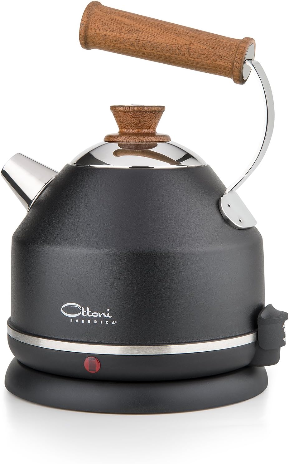 Ottoni Fabbrica Elektrischer Wasserkocher Edelstahl Mahagoni Holz Made in Italy 1,7L 2400W,Automatische Abschaltung,BPA frei,Herausnehmbarer Kalkfilter,Trockenlaufschutz,360° Basis,Lignum Elegance