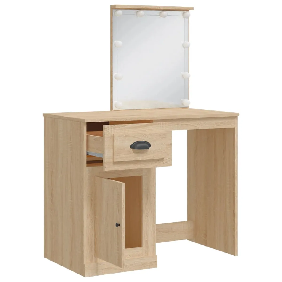 vidaXL Coiffeuse LED - Chêne Sonoma