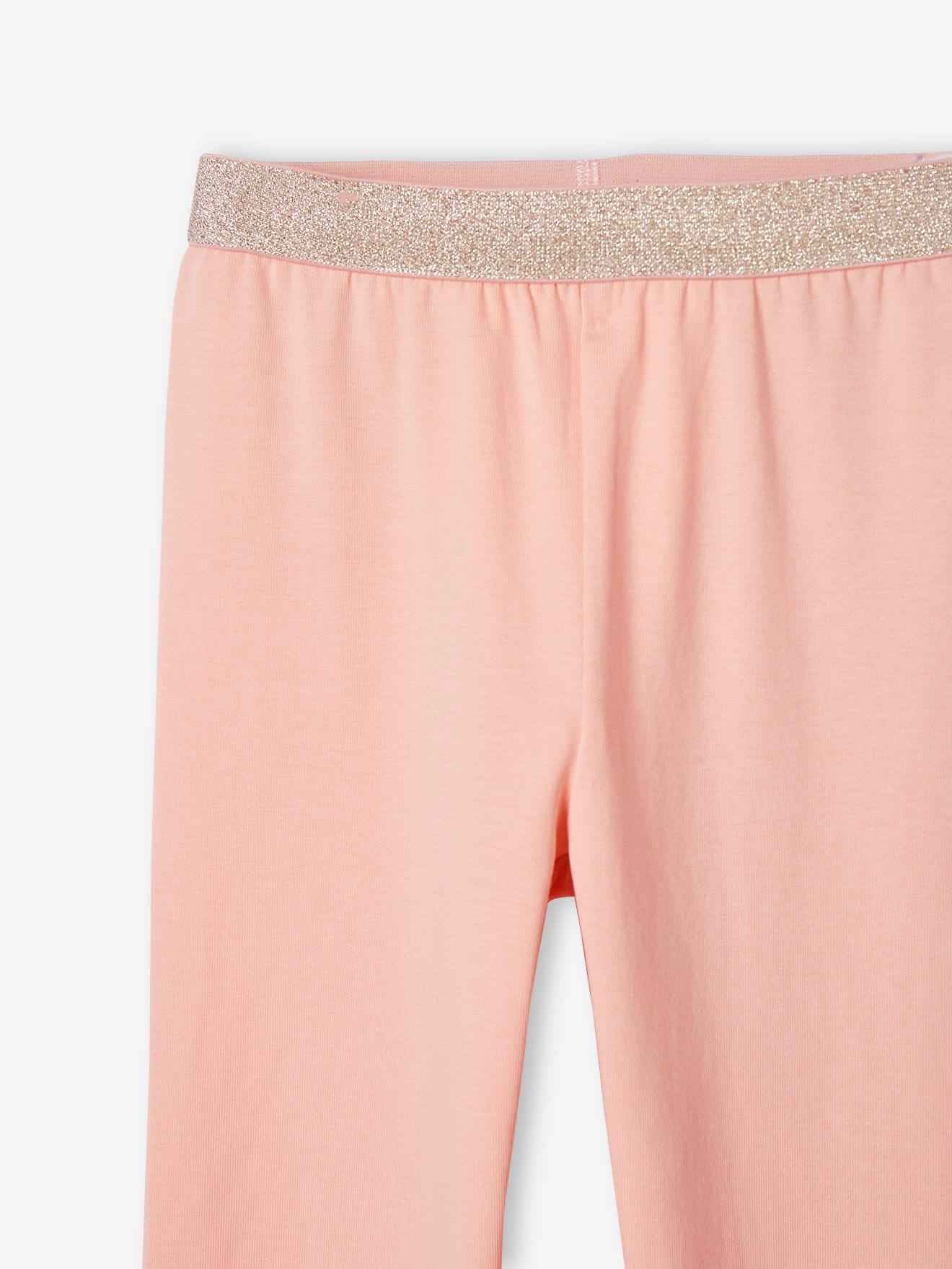 Leggings lisas, elásticas e iridescentes para meninas, cor pêssego.