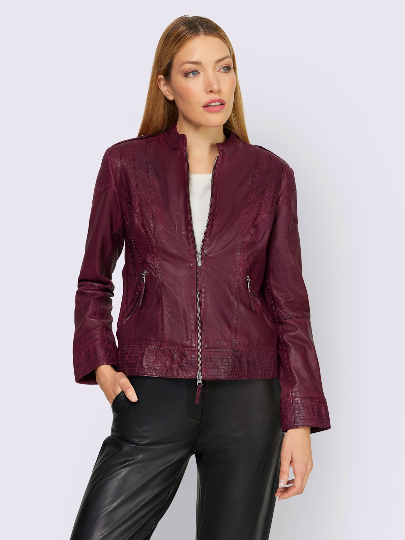 Veste en cuir délavé tendance