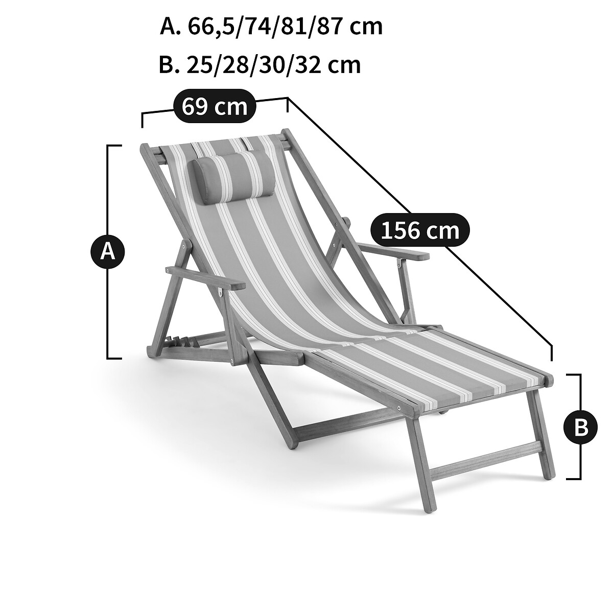 LA REDOUTE INTERIEURS<br>Reclinável em acácia e tecido, Veniza
